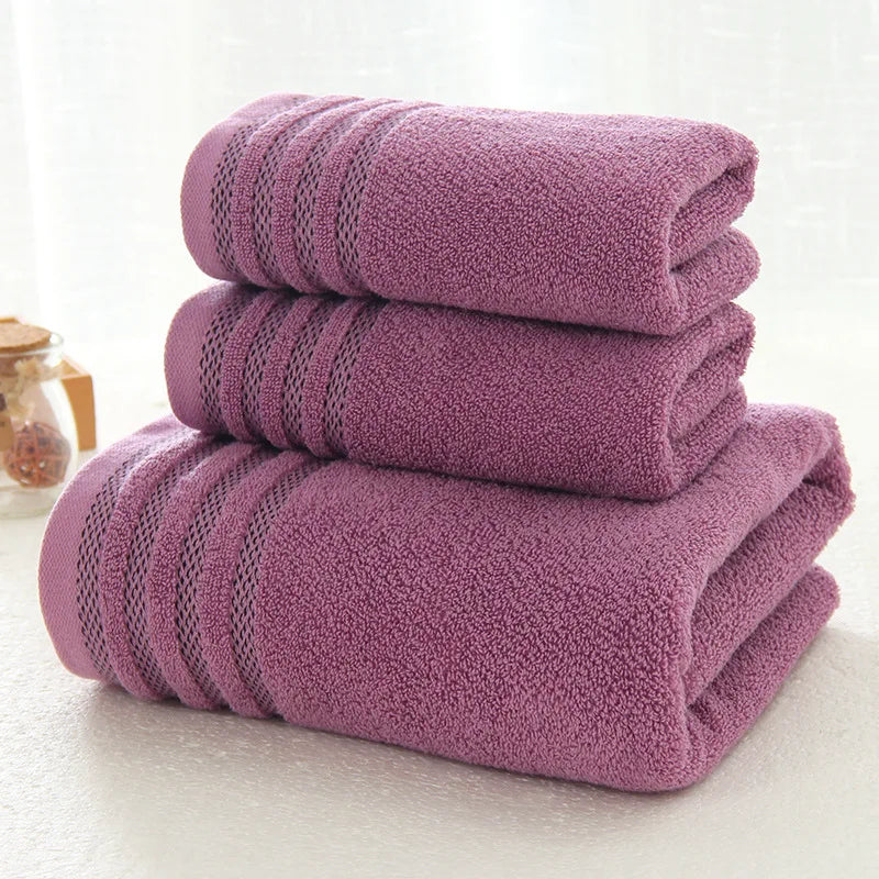 Stripe Cotton Towel Set | Thick & Absorbent