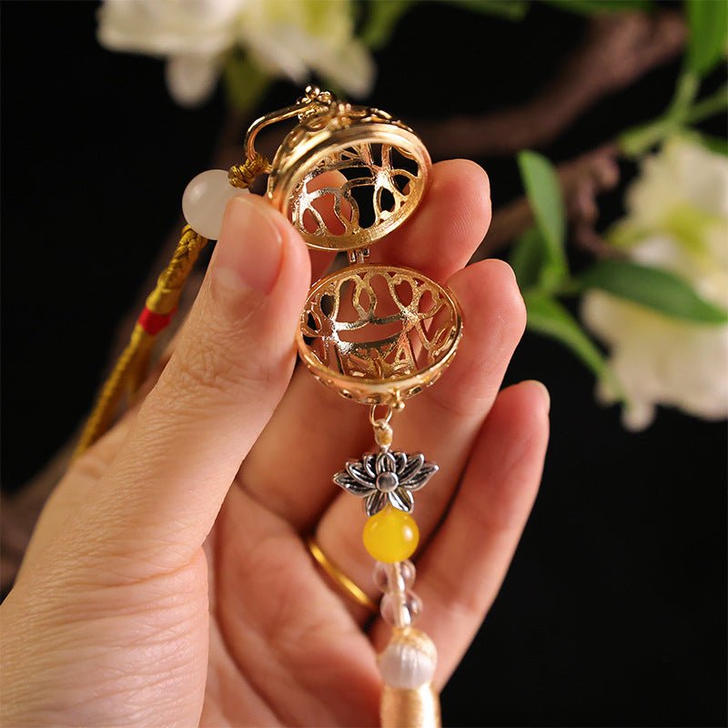 Aromatherapy Locket Pendant | Vintage Silver Bell | Tassel Bag Charm